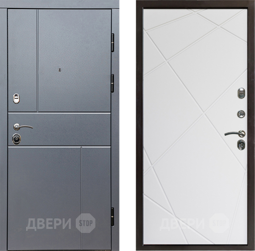 Входная металлическая Дверь Престиж Горизонт Грэй Лучи Бетон белый в Бронницах