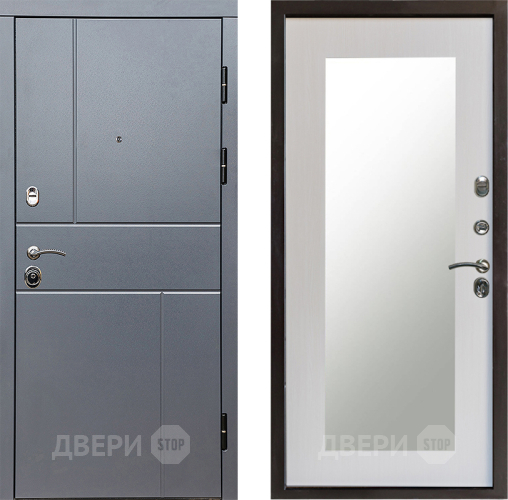 Входная металлическая Дверь Престиж Горизонт Грэй Зеркло Пастораль Лиственница белая в Бронницах