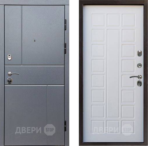 Входная металлическая Дверь Престиж Горизонт Грэй Престиж Белое дерево в Бронницах