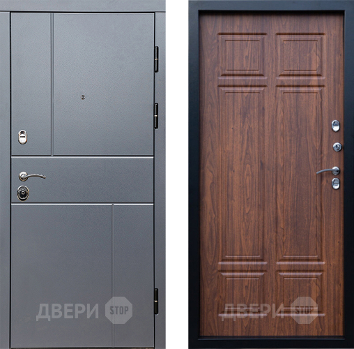 Входная металлическая Дверь Престиж Горизонт Грэй Премиум Орех темный в Бронницах