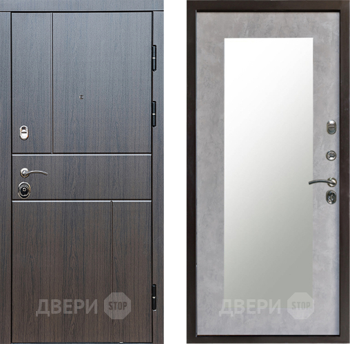 Входная металлическая Дверь Престиж Горизонт Венге Зеркло Пастораль Бетон светлый в Бронницах