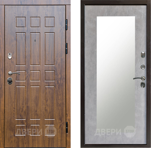 Входная металлическая Дверь Престиж Стандарт Зеркло Пастораль Бетон светлый в Бронницах