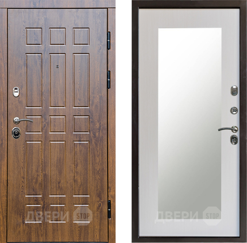 Входная металлическая Дверь Престиж Стандарт Зеркло Пастораль Лиственница белая в Бронницах