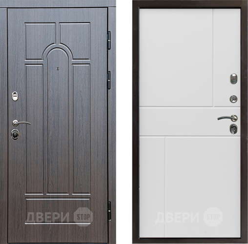 Входная металлическая Дверь Престиж Арка Горизонт Бетон белый в Бронницах