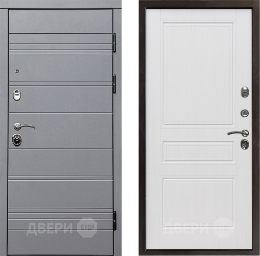 Входная металлическая Дверь Престиж Линия Грэй Классика Белое дерево в Бронницах
