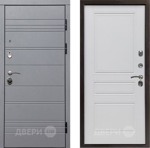 Входная металлическая Дверь Престиж Линия Грэй Классика Белый матовый в Бронницах
