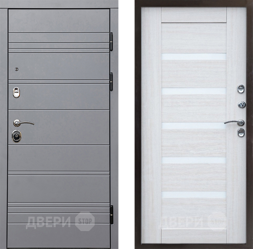 Входная металлическая Дверь Престиж Линия Грэй Царга Лиственница белая в Бронницах