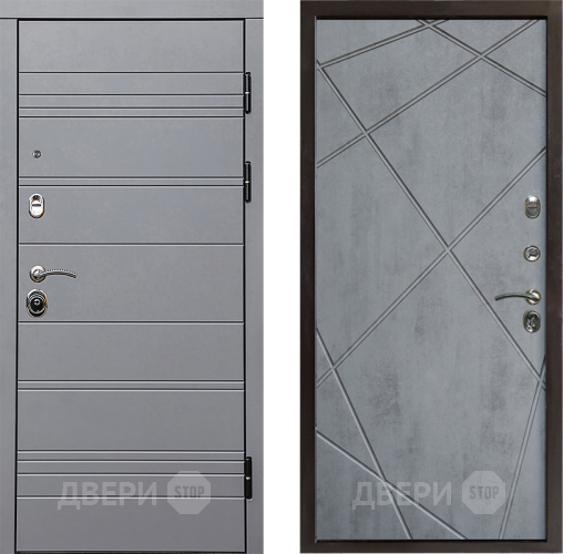 Входная металлическая Дверь Престиж Линия Грэй Лучи Бетон темный в Бронницах