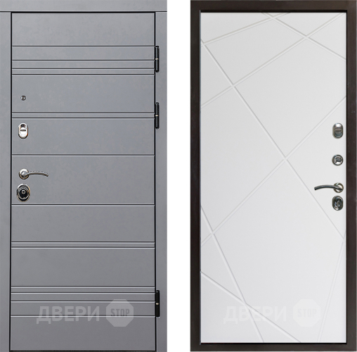 Входная металлическая Дверь Престиж Линия Грэй Лучи Бетон белый в Бронницах