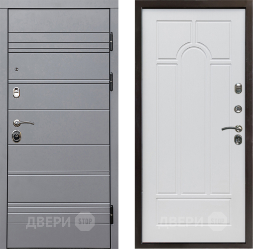 Входная металлическая Дверь Престиж Линия Грэй Арка Белое дерево в Бронницах