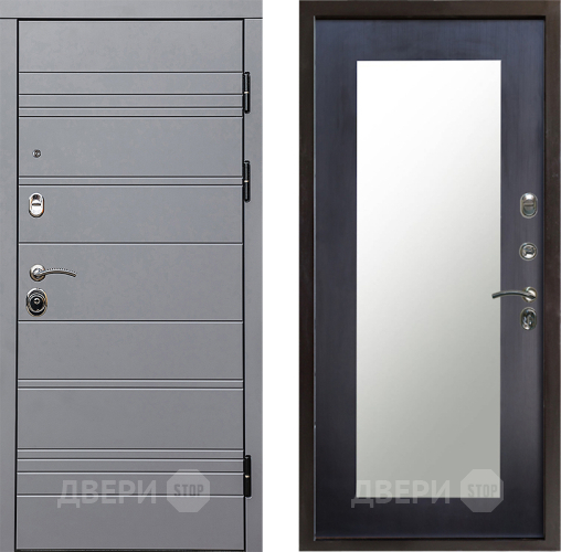 Входная металлическая Дверь Престиж Линия Грэй Зеркло Пастораль Венге в Бронницах