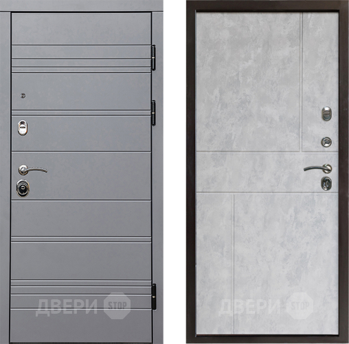 Входная металлическая Дверь Престиж Линия Грэй Горизонт Бетон светлый в Бронницах