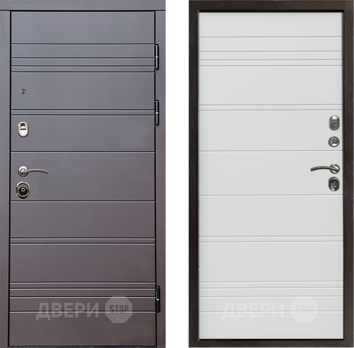 Входная металлическая Дверь Престиж Линия Браун Line Белый в Бронницах