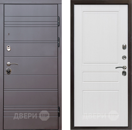 Входная металлическая Дверь Престиж Линия Браун Классика Белое дерево в Бронницах