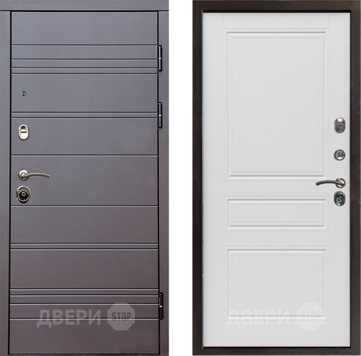 Входная металлическая Дверь Престиж Линия Браун Классика Лиственница белая в Бронницах