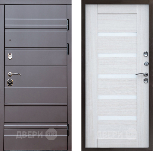 Входная металлическая Дверь Престиж Линия Браун Царга Лиственница белая в Бронницах