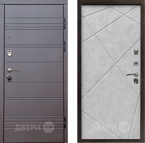 Входная металлическая Дверь Престиж Линия Браун Лучи Бетон светлый в Бронницах
