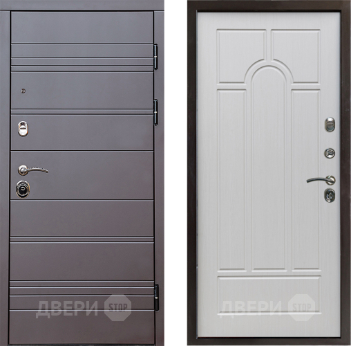 Входная металлическая Дверь Престиж Линия Браун Арка Лиственница белая в Бронницах