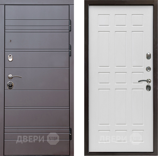 Входная металлическая Дверь Престиж Линия Браун Спарта Белое дерево в Бронницах