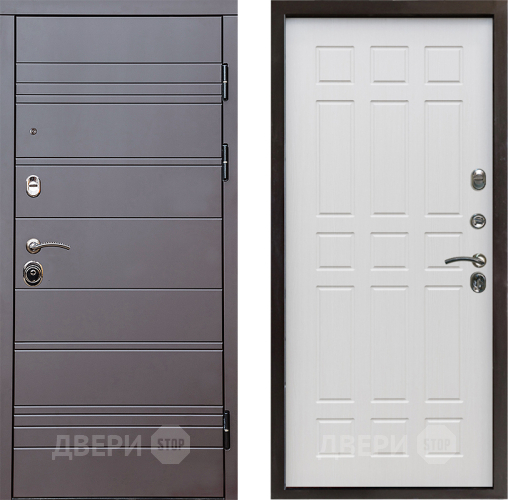 Входная металлическая Дверь Престиж Линия Браун Спарта Лиственница белая в Бронницах