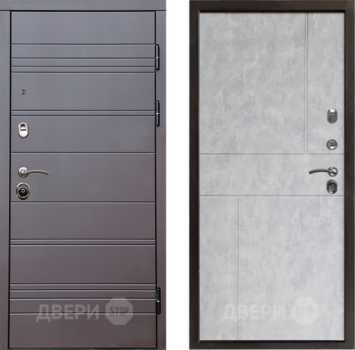 Входная металлическая Дверь Престиж Линия Браун Горизонт Бетон светлый в Бронницах