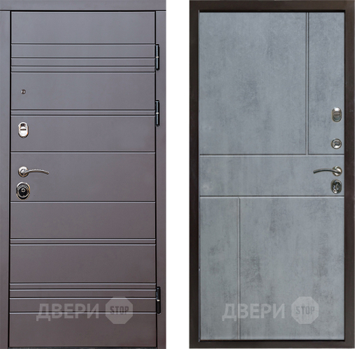 Входная металлическая Дверь Престиж Линия Браун Горизонт Бетон темный в Бронницах