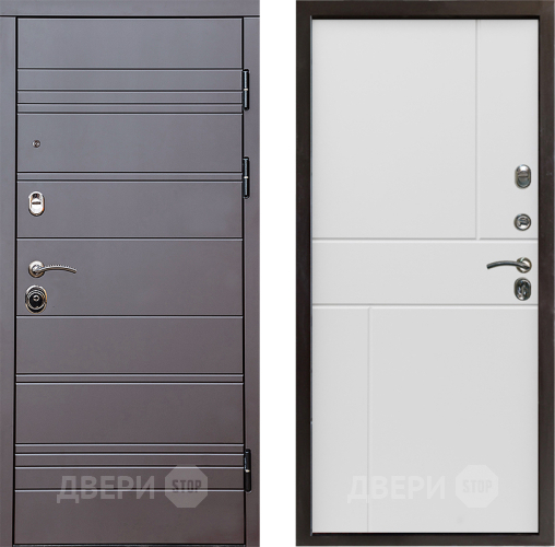 Входная металлическая Дверь Престиж Линия Браун Горизонт Бетон белый в Бронницах