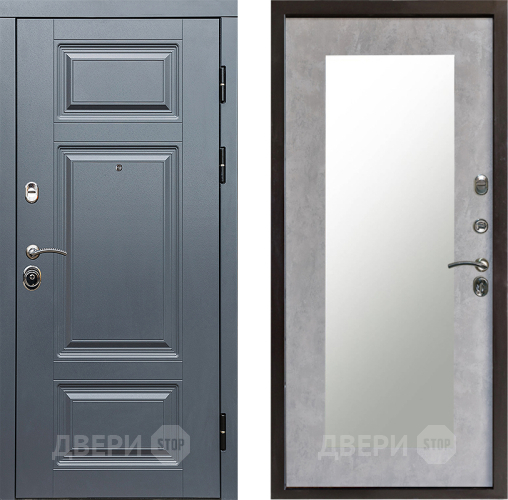 Входная металлическая Дверь Престиж Премиум Зеркло Пастораль Бетон светлый в Бронницах