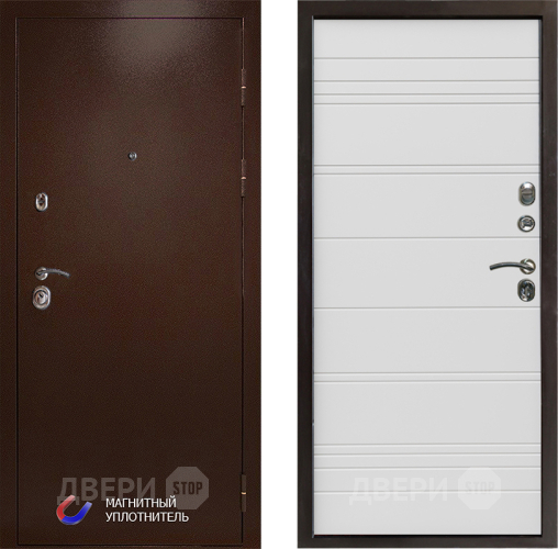 Входная металлическая Дверь Престиж Медь Line Белый в Бронницах