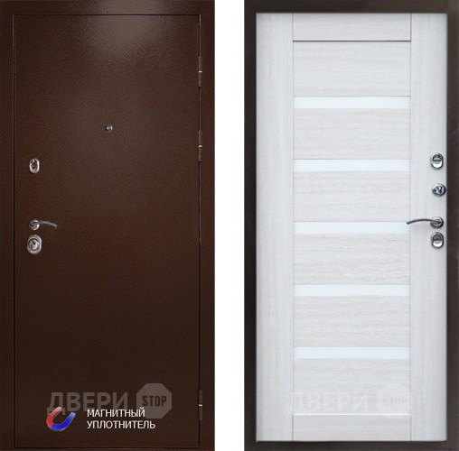 Входная металлическая Дверь Престиж Медь Царга Лиственница белая в Бронницах