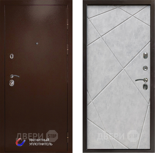 Входная металлическая Дверь Престиж Медь Лучи Бетон светлый в Бронницах