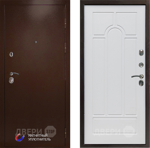 Входная металлическая Дверь Престиж Медь Арка Белое дерево в Бронницах