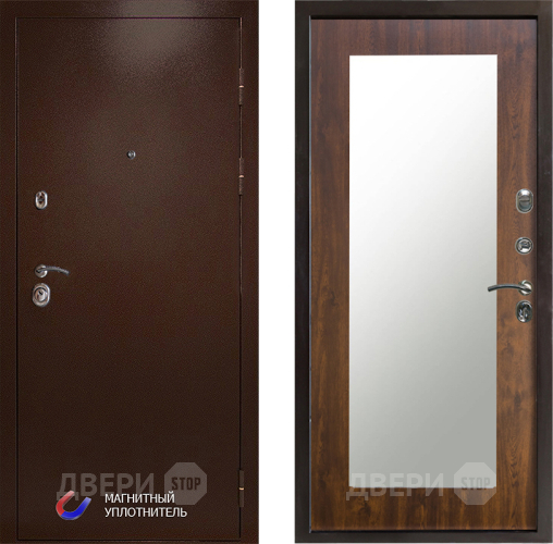 Входная металлическая Дверь Престиж Медь Зеркло Пастораль Дуб в Бронницах