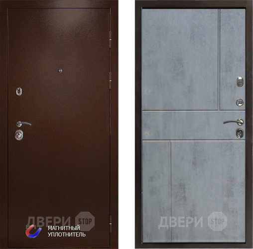 Входная металлическая Дверь Престиж Медь Горизонт Бетон темный в Бронницах