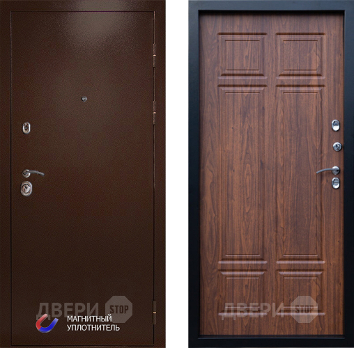 Входная металлическая Дверь Престиж Медь Премиум Орех темный в Бронницах