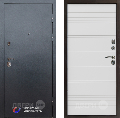 Входная металлическая Дверь Престиж Графит Line Белый в Бронницах