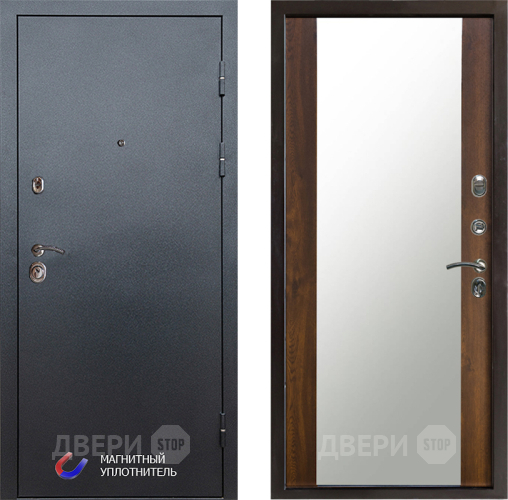 Входная металлическая Дверь Престиж Графит Зеркало Дуб в Бронницах