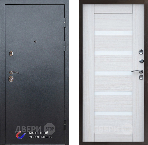 Входная металлическая Дверь Престиж Графит Царга Лиственница белая в Бронницах