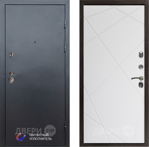 Входная металлическая Дверь Престиж Графит Лучи Бетон белый в Бронницах