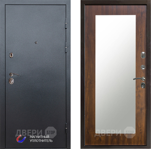 Входная металлическая Дверь Престиж Графит Зеркло Пастораль Дуб в Бронницах