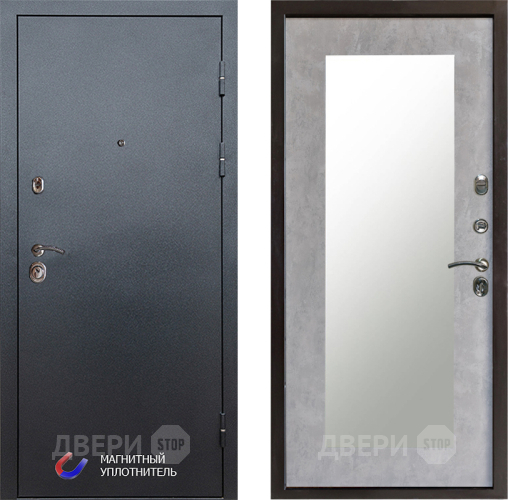 Дверь Престиж Графит Зеркло Пастораль Бетон светлый в Бронницах