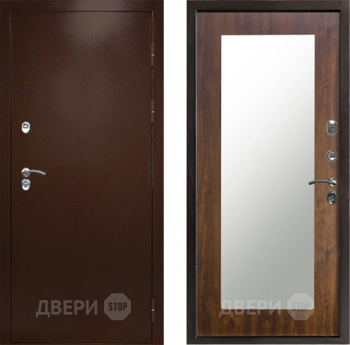 Входная металлическая Дверь Престиж TERMO с терморазрывом Снегирь Медь Зеркало пастораль Дуб в Бронницах