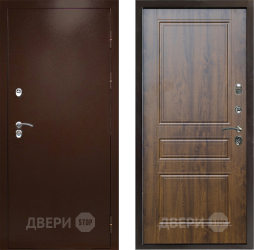 Входная металлическая Дверь Престиж TERMO с терморазрывом Снегирь Медь Классика Дуб в Бронницах