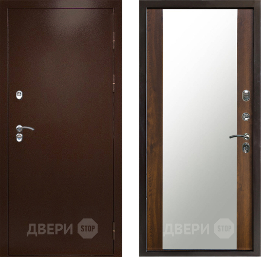 Входная металлическая Дверь Престиж TERMO с терморазрывом Снегирь Медь Зеркало Дуб в Бронницах