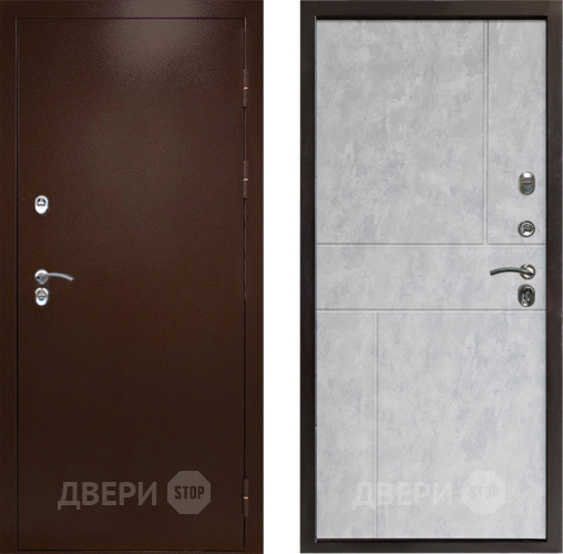 Входная металлическая Дверь Престиж TERMO с терморазрывом Снегирь Медь Горизонт Бетон светлый в Бронницах