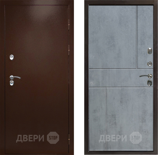 Входная металлическая Дверь Престиж TERMO с терморазрывом Снегирь Медь Горизонт Бетон темный в Бронницах