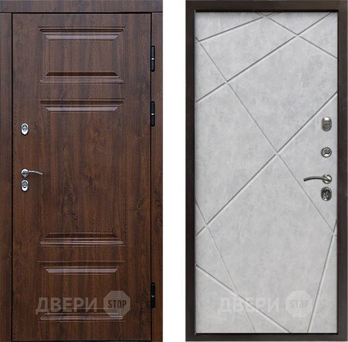 Входная металлическая Дверь Престиж TERMO с терморазрывом Премиум Орех Лучи Бетон светлый в Бронницах