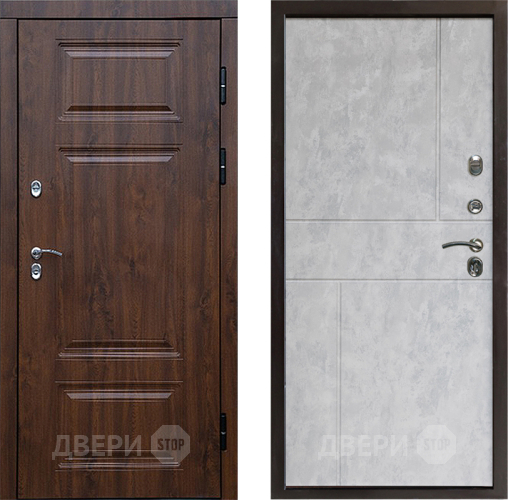 Входная металлическая Дверь Престиж TERMO с терморазрывом Премиум Орех Горизонт Бетон светлый в Бронницах