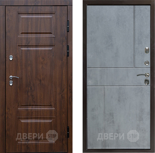 Входная металлическая Дверь Престиж TERMO с терморазрывом Премиум Орех Горизонт Бетон темный в Бронницах