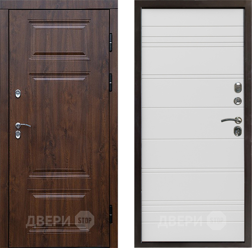 Входная металлическая Дверь Престиж TERMO с терморазрывом Премиум Орех Line Белый в Бронницах